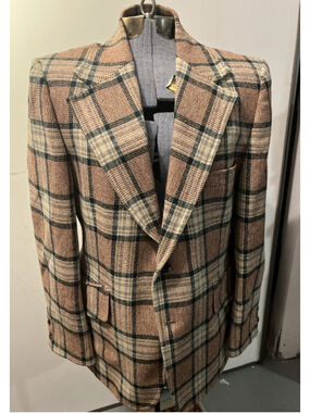 Vintage 70s Johnny Carson Plaid Blazer Mens Wide Lapel Plaid Sport Coat Jacket38